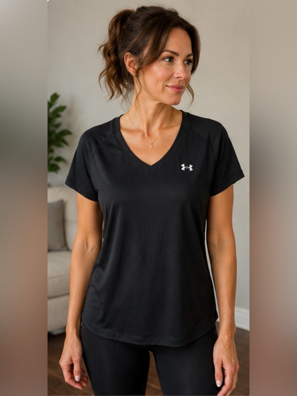 Under Armour Black V-Neck Short Sleeve Performance Tee NWT